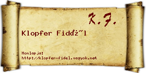 Klopfer Fidél névjegykártya